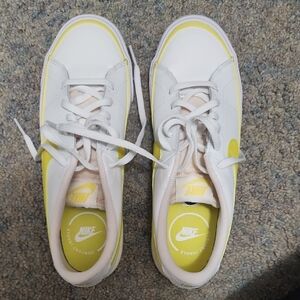 Nike White and Yellow Casual Shoes